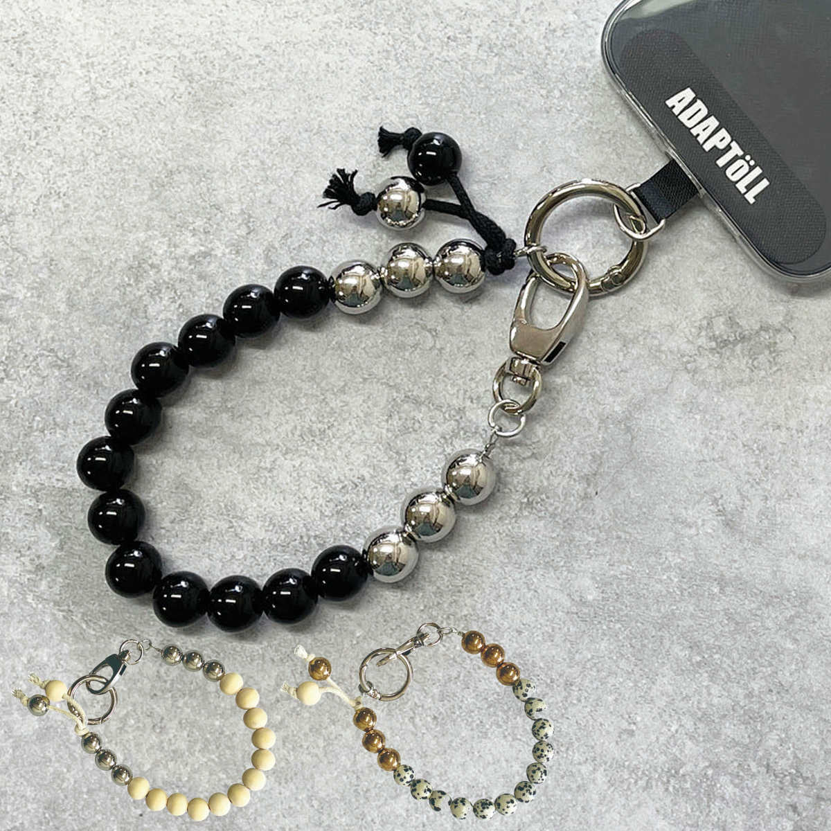 ビーズ ハンド ストラップ チャーム ブレスレット （ スマホストラップ 手首 紐 手 手元 落下防 ...