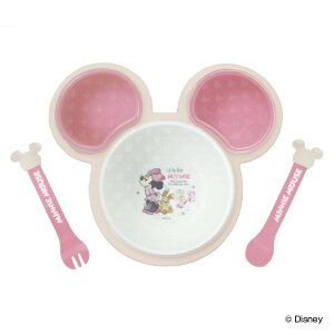 離乳食 食器 セット ミニーマウス ワンプレート ピンク ベビー ディズニー 日本製 （ 食器セット ベビー食器 スプーン フォーク 電子レンジ対応 ミニー 軽い 食洗機対応 キッズ 子ども プラスチック 赤ちゃん 皿 小皿 ）【39ショップ】