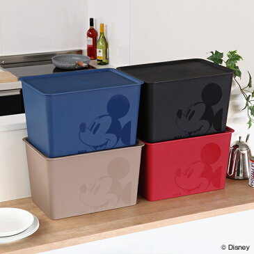 収納ボックス 幅38×奥行27×高さ23.5cm ふた付き ラージサイズ ミッキーマウス スクエアBOX ( 収納ケース 収納 小物入れ カラーボックス スタッキング 積み重ね プラスチック 箱 Disney ミッキー ディズニー )【39ショップ】
