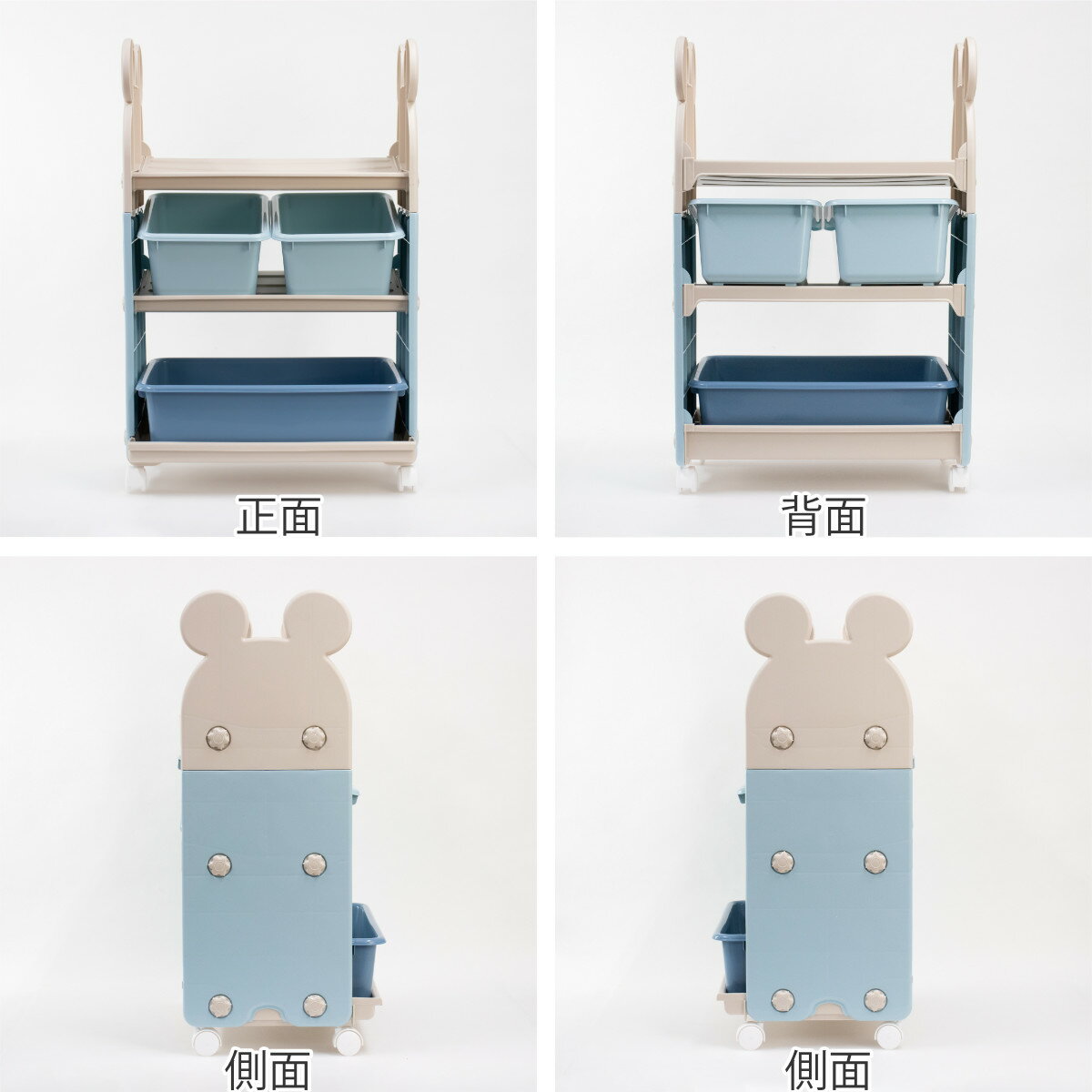 おもちゃ 収納 ラック ミッキーマウス トイステーション エクリュシリーズ （ ベビー 赤ちゃん 収納ワゴン バスケット 棚 おもちゃ箱 キャスター 工具不要 キッズ収納 3段 幅50 子供用 子供部屋 キャラクター ミッキー ）【39ショップ】