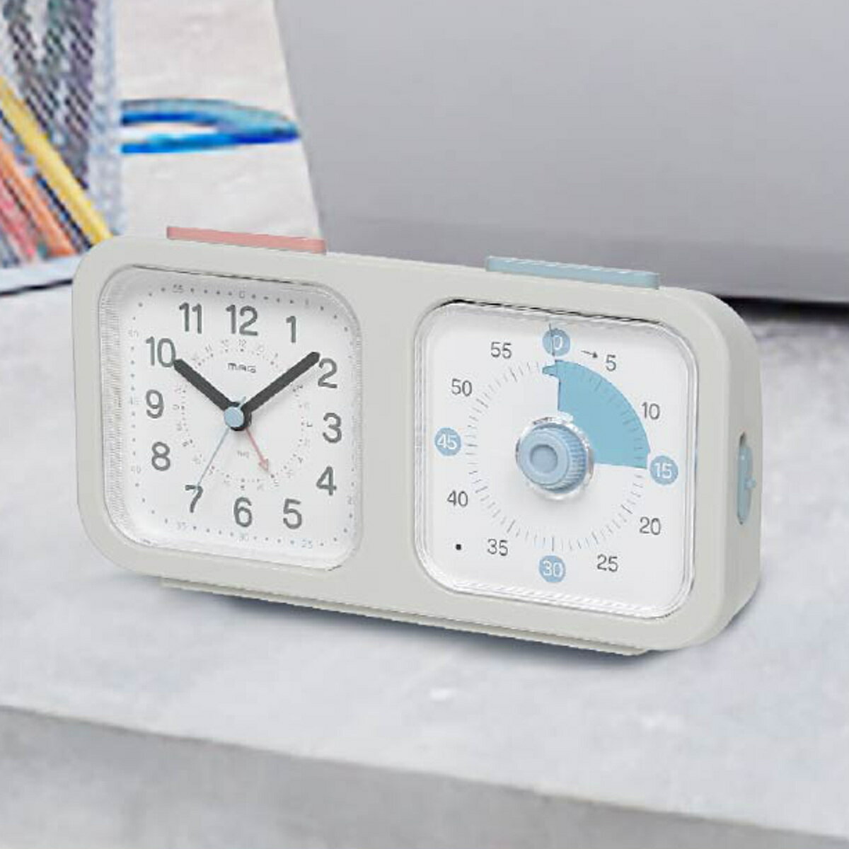 知育時計よーめる 連続秒針 静音 タイマー付き 置き時計 MAG （ 卓上時計 アナログ タイマー 知育時計 時計 クロック 時間管理 小学生 中学生 大人 切り替え 宿題 受験勉強 自立 習慣 勉強 ゲーム 目覚まし時計 ）【39ショップ】
