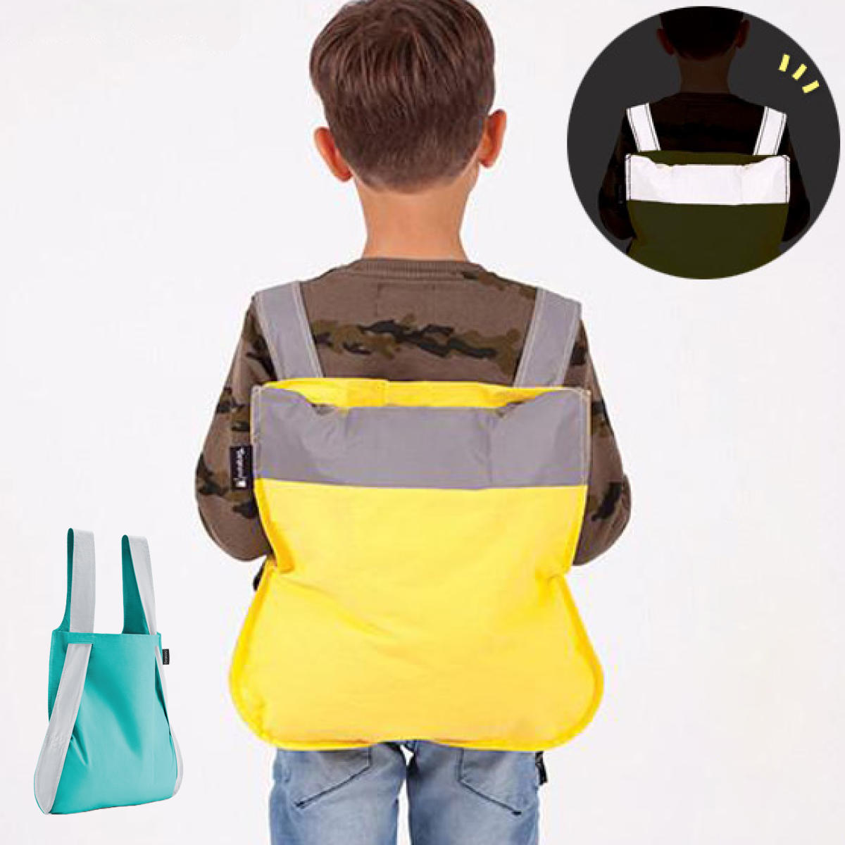 エコバッグ notabag BAG ＆ BACKPACK KIDS REFLECTIVEMINT （ ノットアバッグ Notabag 折りたたみ 2way 撥水 ブランド トート 鞄 かばん リュックサック バックパック キッズリュック 子ども こども キッズ 軽量 撥水加工 ）