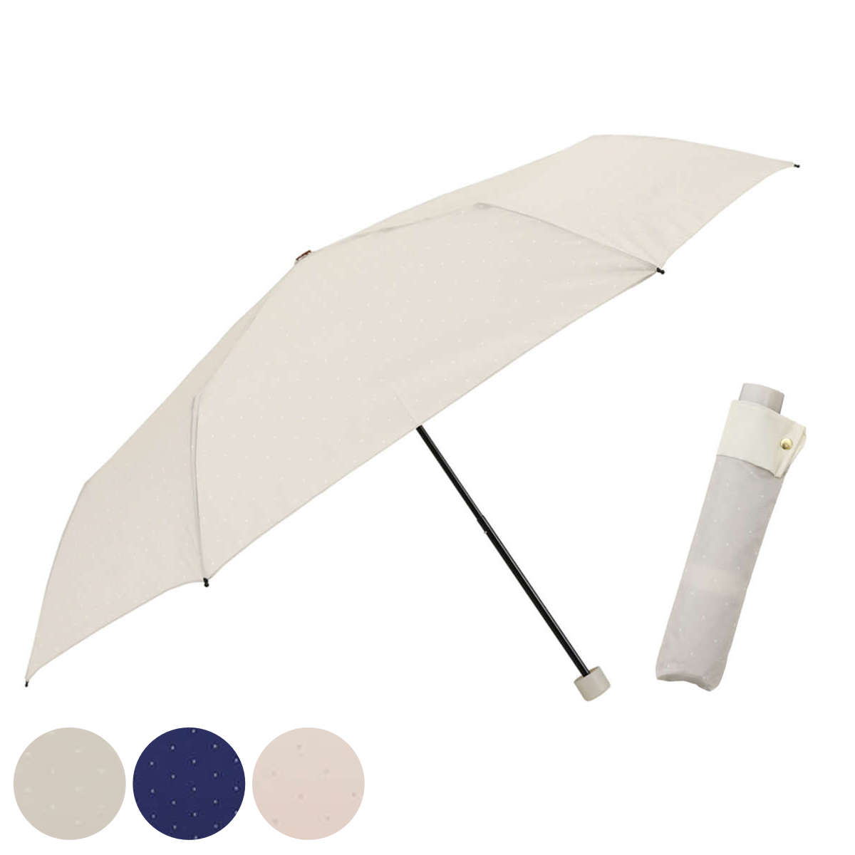 雨傘 折りたたみ傘 LINEDROPS ピンドット カフス 55cm 手開き式 （ 傘 折り畳み傘 レディース メンズ ..