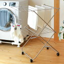室内物干し ステンレス タワー型室内物干し2段 タオル干し ( 室内干し 物干しスタンド キャスター付 ステンレス製 折りたたみ 省スペース 日本製 タワー型 ...