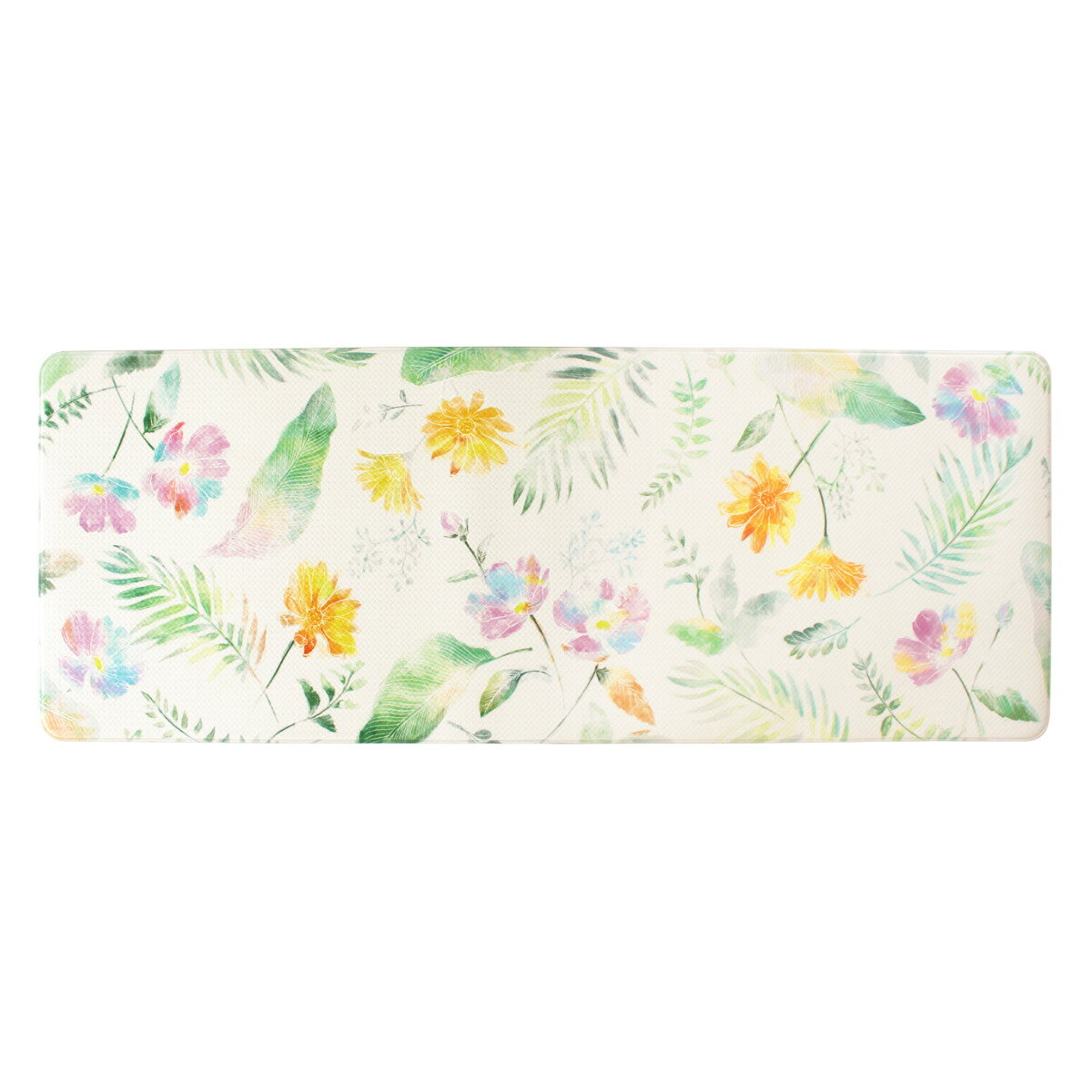 キッチンマット 拭ける PVC 花柄 フィオレアイボリー 45×120cm （ 45cm 120cm ササ...