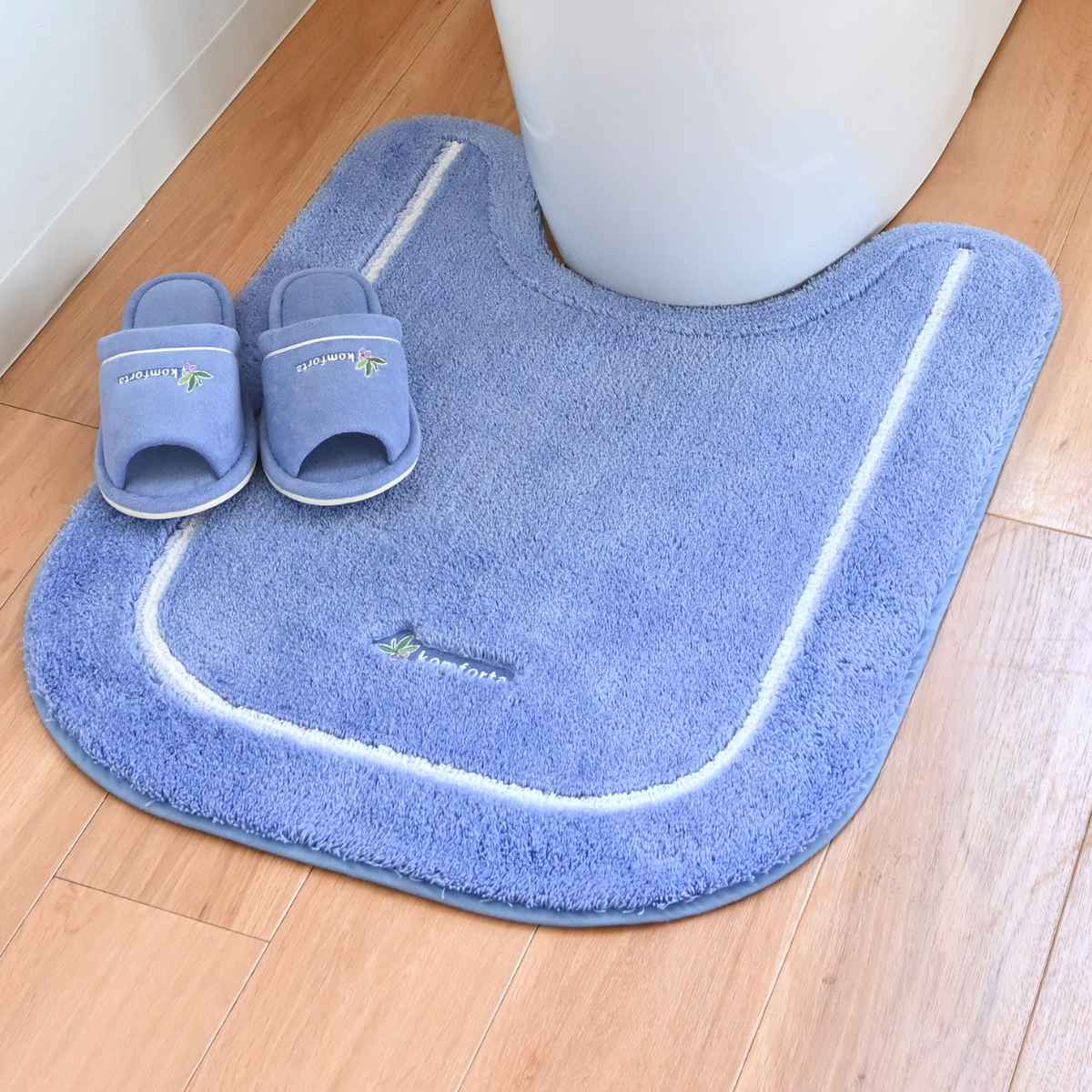 トイレマット ロング コムフォルタ6 75×60cm （ トイレ マット 洗える 洗濯可 滑り止め 足元マット トイレタリー すべり止め すべりどめ 洗濯OK ピンク ブルー ベージュ シンプル ）【39ショップ】