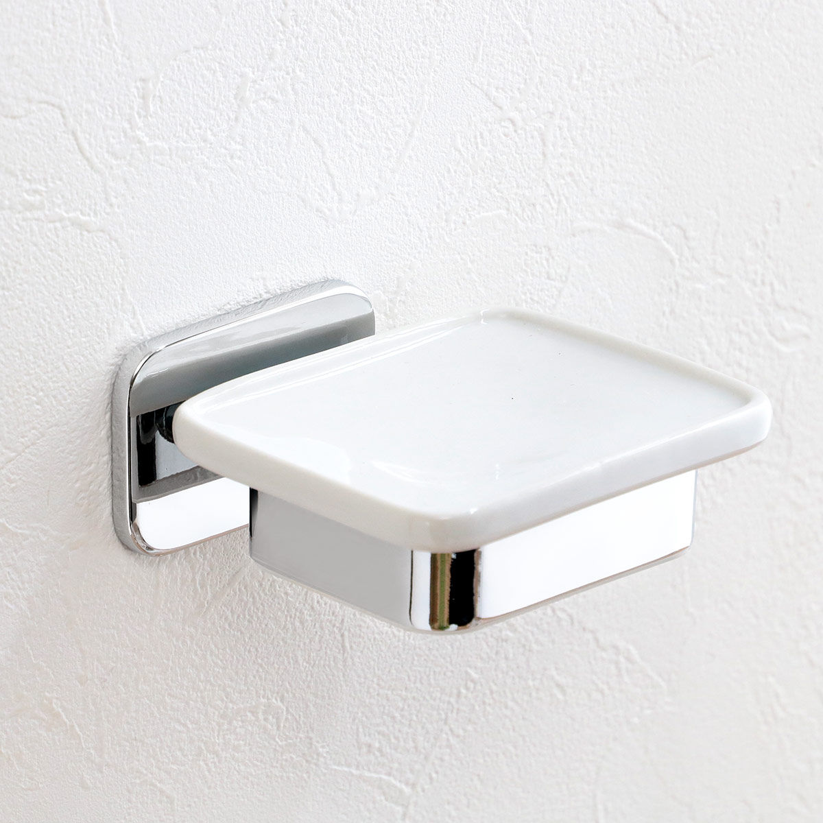 石鹸皿 BISK TORE ソープディッシュ ビスク （ 石鹸置き ソープトレー 石けんトレー ステンレス 陶器 ソープ 石けん置き せっけん 水切り お風呂 バスルーム キッチン 洗面所 洗面収納 バス収納 壁付け 石膏ボード用 DIY ）【39ショップ】