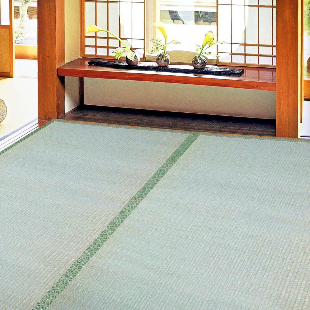 い草 上敷き 鈴草 4.5畳 江戸間 約261×261cm 撥水加工 （ い草上敷き 和室 4.5帖 イグサ マット い草ラグ 敷物 畳マット 天然素材 防ダニ 防カビ 抗菌効果 ）【39ショップ】