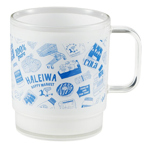 コップ HALEIWA 総柄 ブルー スタッキングコップ 日本製 （ プラカップ 食器 軽い プラコップ 持ち手付き 積み重ね スタック 食器洗い乾燥機 洗面用品 バスグッズ歯みがき レディース ）【39ショップ】