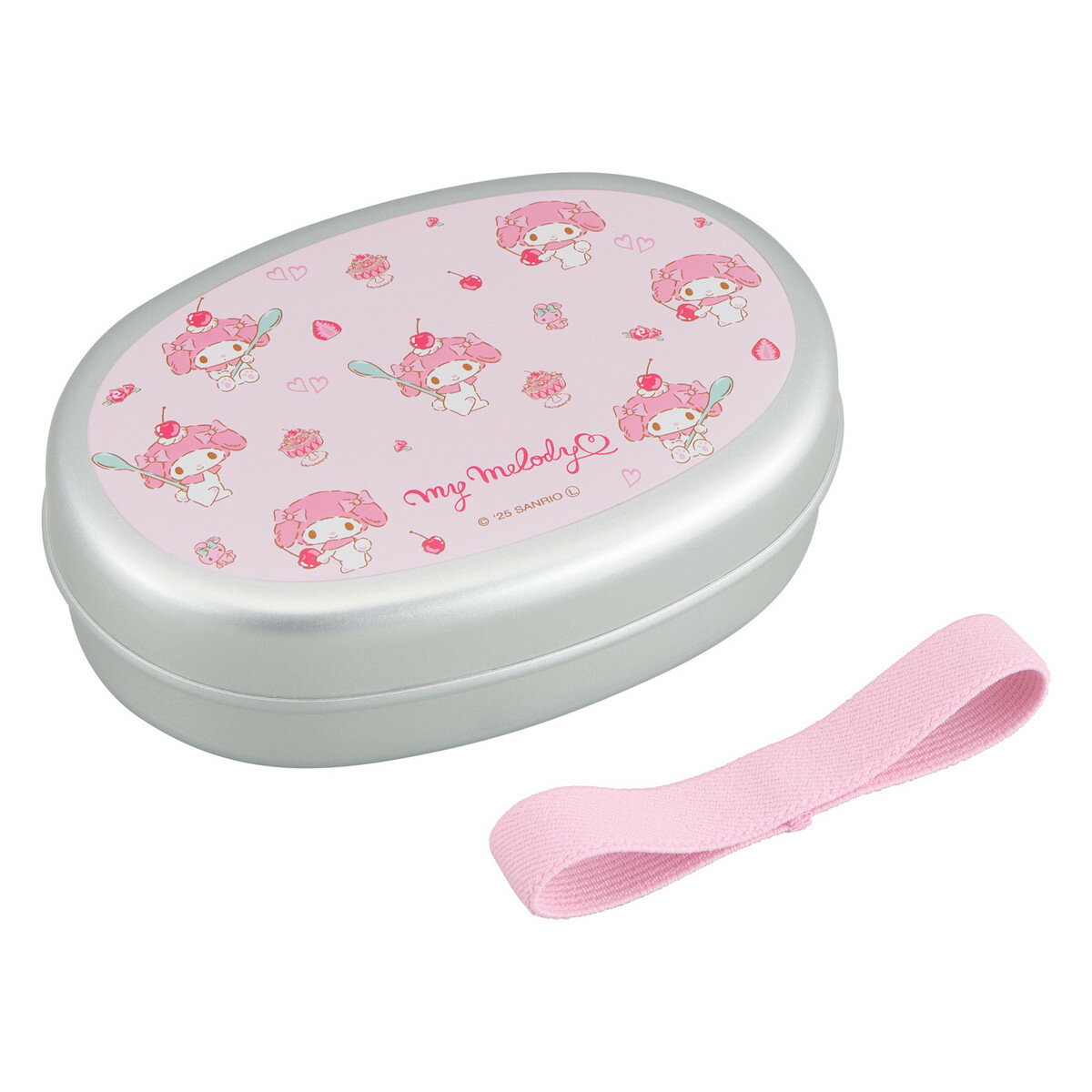 One Tier - 弁当箱 350ml アルミ子供弁当箱M 仕切付 マイメロディ （ アルミ弁当箱 お弁当箱 ランチボックス 一段 保温庫対応 子供 日本製 保温庫 OK お弁当 弁当 幼稚園 保育園 ランチベルト付き 仕切り付き キッズ ）【39ショップ】
