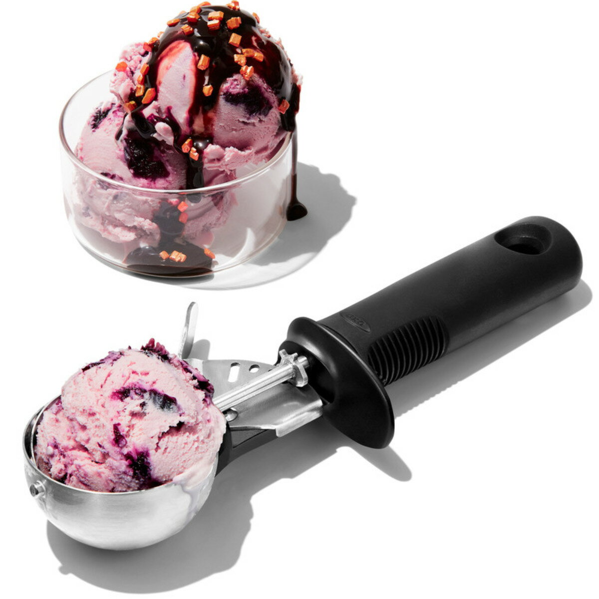 OXO アイスクリームスクープ レバー式 ステンレス （ オクソー 食洗機対応 アイスクリーム ディッシャー スクーパー アイス シャーベット ジェラート すくう キッチンツール 道具 調理道具 ポテトサラダ おしゃれ ）【39ショップ】