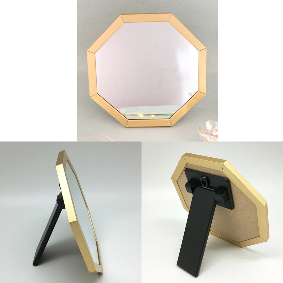 スタンド＆ウォールミラー 八角形ミラー SSサイズ 15×15cm オクタム （ スタンドミ...