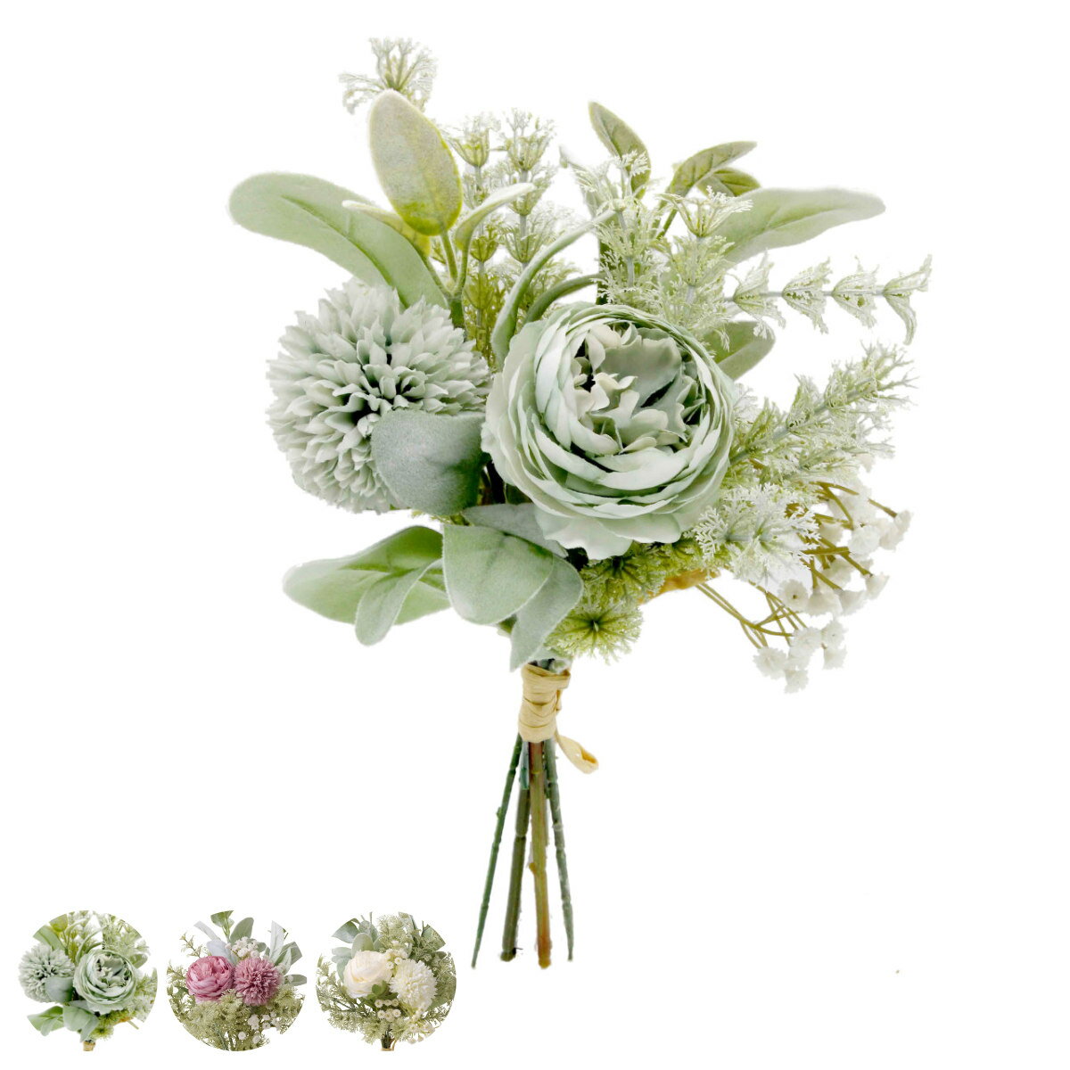 造花 ミックスフラワーブーケ 4束セット （ ブーケ 花束 花 インテリア フェイクグリーン アーティフィ..