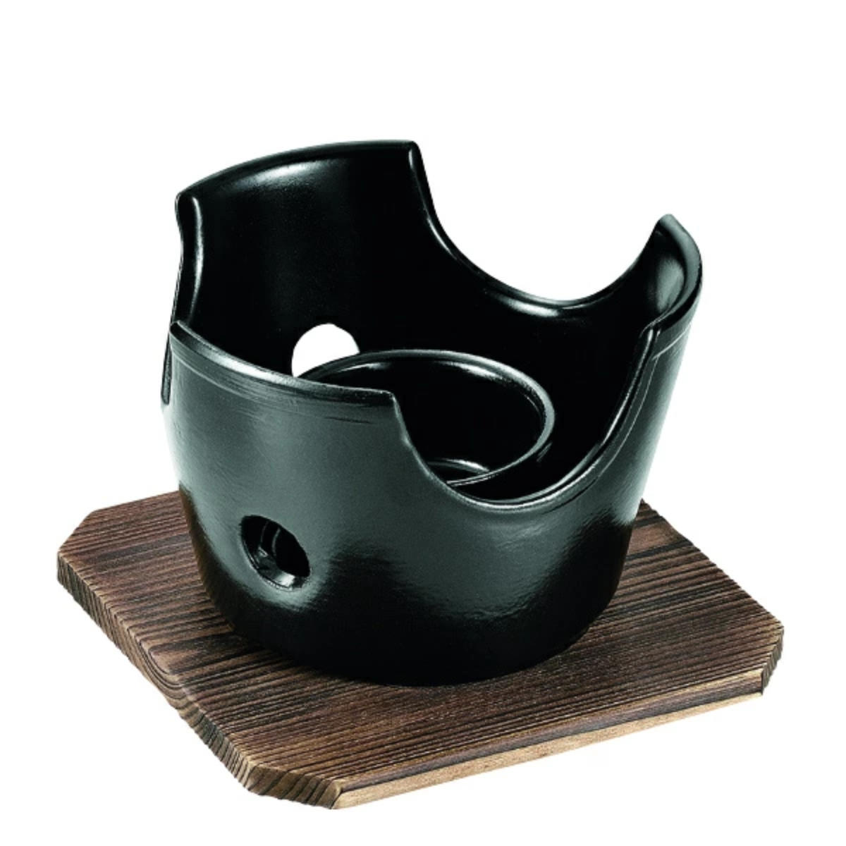 コンロ 木台付き 和ごころ懐石 ( 丸型コンロ 円形コンロ 木台付 小型コンロ 鍋用コンロ 卓上用コンロ 台付き 1人鍋用 一人鍋用 懐石料理 会席料理 火皿 )【39ショップ】