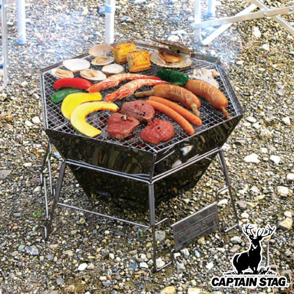 バーベキュー コンロ BBQコンロ グリル ファイアグリル ステンレス製 キャプテンスタッグ CAPTAIN STAG （ 送料無料 バーベキューコンロ 七輪 焚き火台 焚火台 六角形 グリル BBQ アウトドア キャンプ バーベキューグリル ） 【39ショップ】