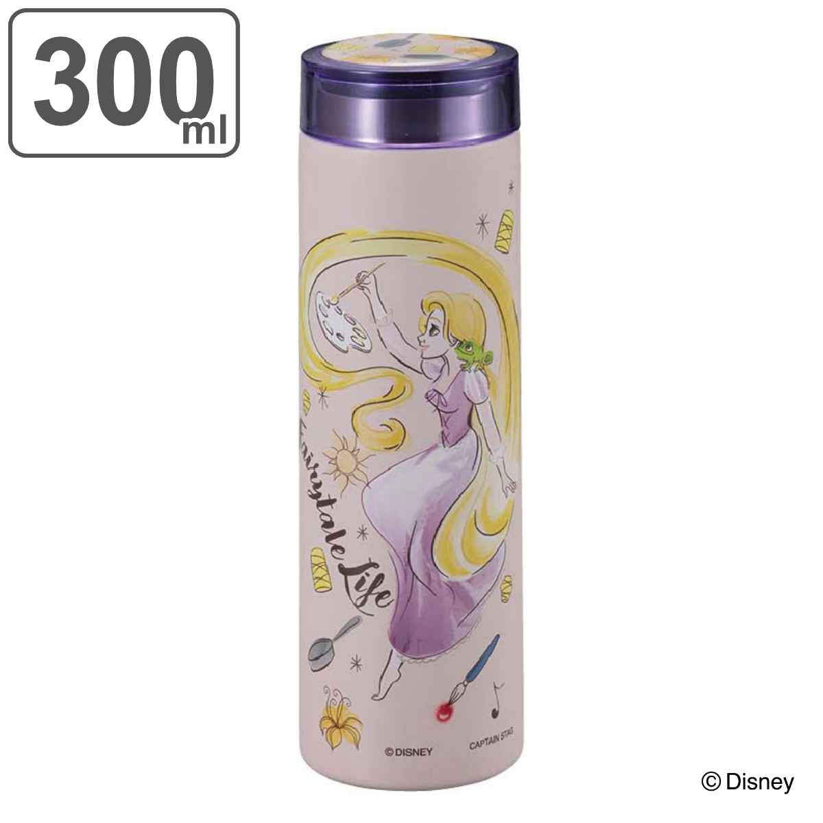 水筒 300ml ディズニー スマートパーソナルボトル 塔の上のラプンツェル ドローイング （ ラプンツェル 直飲み 保温 保冷 ステンレスボトル マグボトル 直のみ ミニ コンパクト スリム マグ ボトル すいとう ） 【39ショップ】のサムネイル