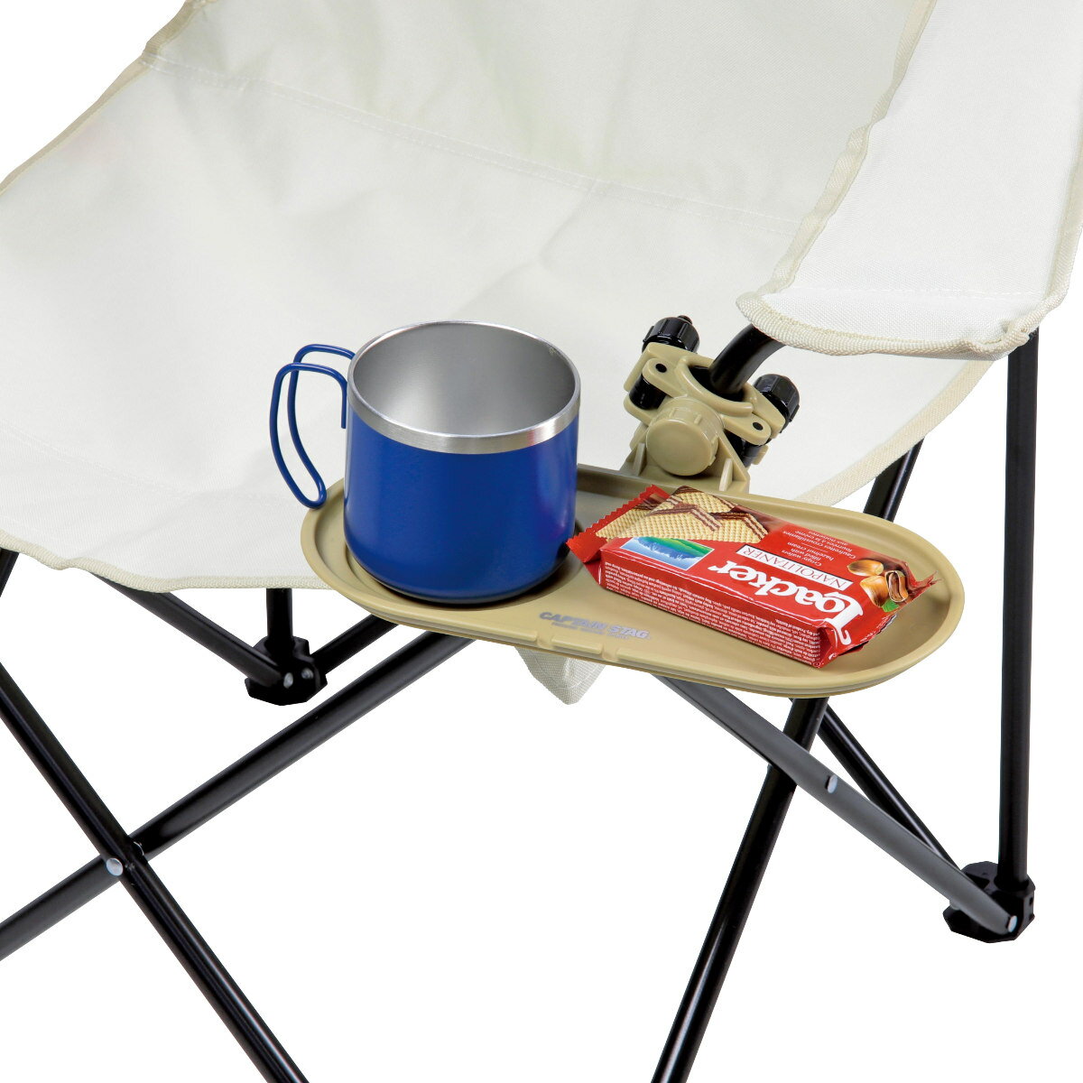 アウトドアチェア用サイドトレー キャプテンスタッグ （ CAPTAIN STAG アウトドア トレー チェア用 イス用 サイドトレー 角度調節機能付 サイドテーブル 簡易テーブル ミニテーブル テーブル チェア用テーブル 取り付け ）【39ショップ】
