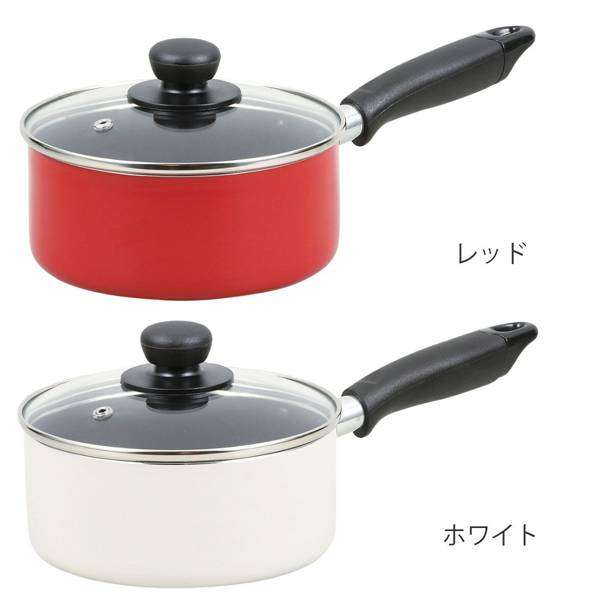 片手鍋 16cm IH対応 ガラス蓋付き ふっ素加工 ジャストサイズ （ IH ガス火対応 鍋 アルミ 小さめ コンパクト 蓋付き アルミ鍋 小鍋 16 センチ 調理 料理 調理用品 調理器具 キッチン用品 台所用品 ） 【39ショップ】 interior-palette-10155544 インテリアパレット サンプル画像2