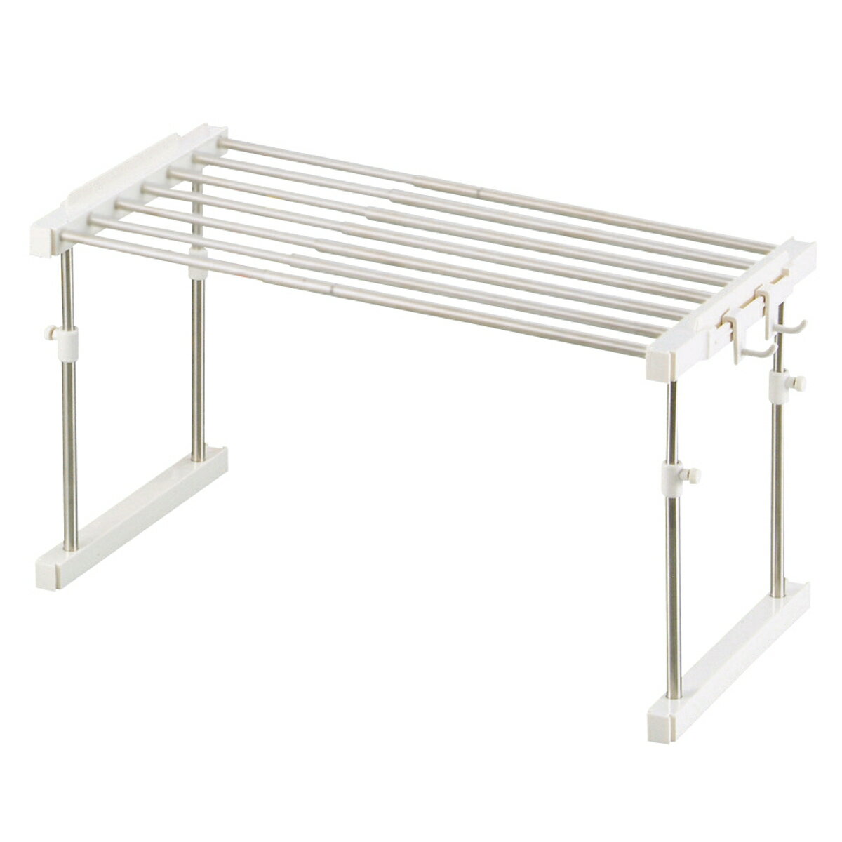キッチンラック セキュア パイプ棚 （ 伸縮 フック付き シンク上収納 シンク下収納 シンク収納 シンク上 コンロ周り収納 棚 収納棚 ラック キッチン棚 伸縮棚 収納 水切り 積み重ね スタッキング ）【39ショップ】(3.0)