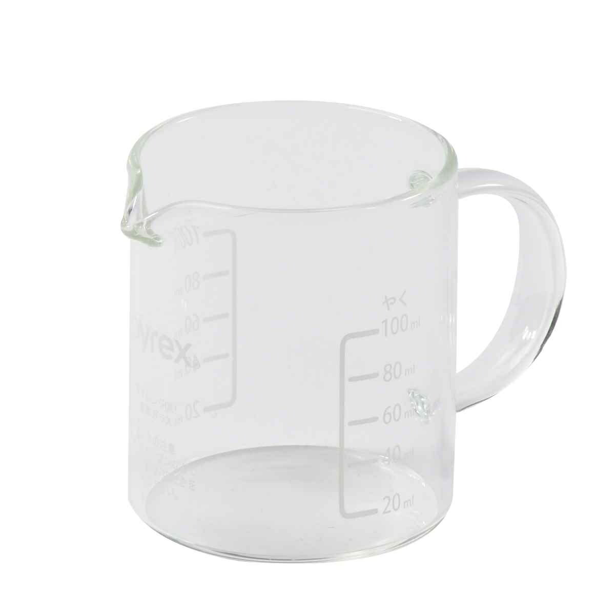 PYREX 計量カップ 100ml ハンドル付き メジャーカップ （ パイレックス 計量コップ メジャーコップ 熱湯OK 100cc ガラス製 電子レンジ対応 食洗機対応 レンジOK 計量器具 計量ツール 目盛り 両面メモリ 取っ手付き 下ごしらえ ）【39ショップ】