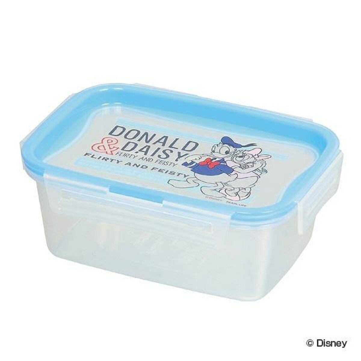 保存容器 ドナルド＆デイジー 長方形 L 600ml プラスチック製 （ 密閉 プラスチック ディズニー 角型 プラスチック容器 キャラクター Disney ドナルドダック デイジーダック 4点ロック 冷凍OK 電子レンジ対応 食洗機対応 冷凍 ）【39ショップ】のサムネイル