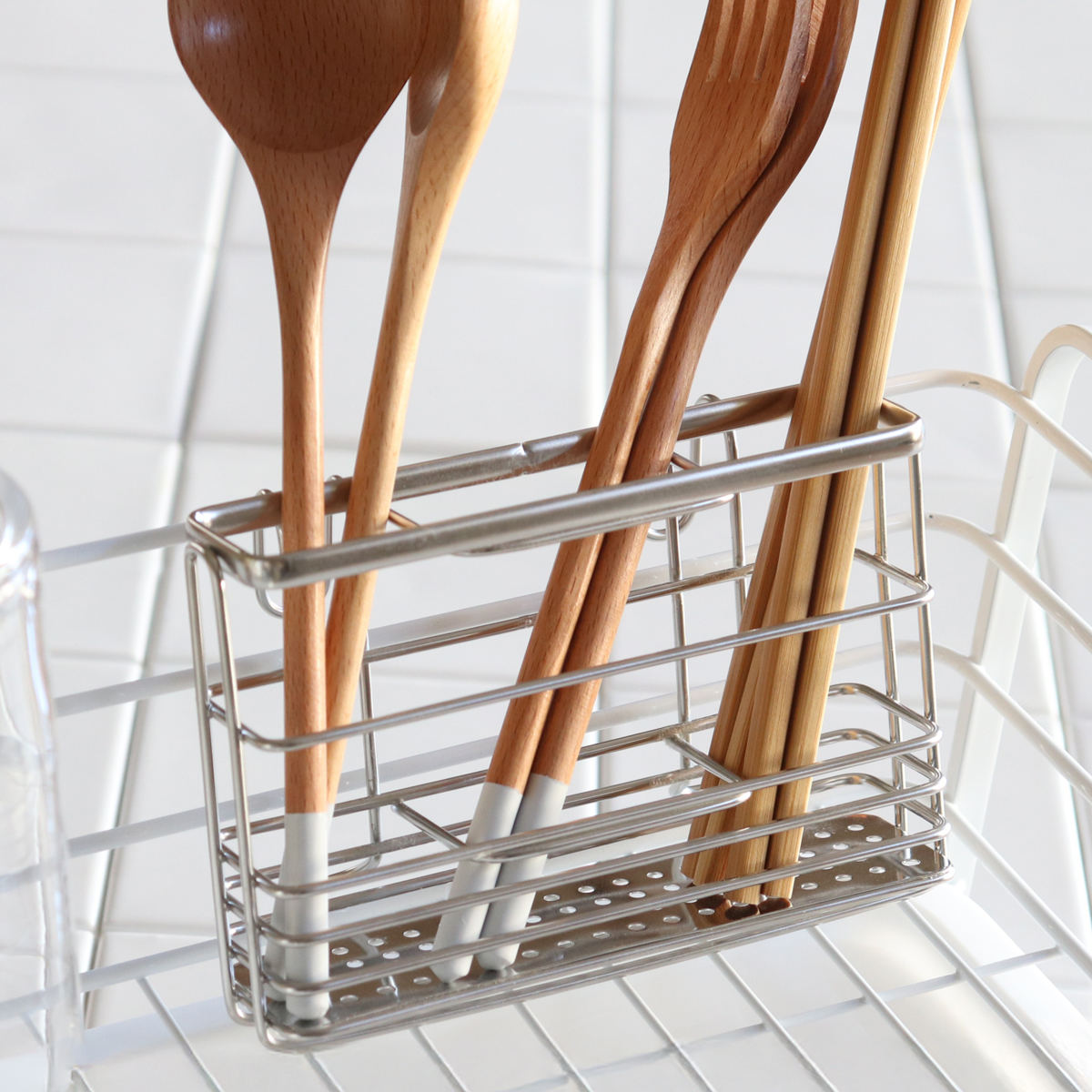 カトラリーポケット ビューノ ステンレス製水切りポケット （ ステンレス 水切りラック 箸置き カト ...