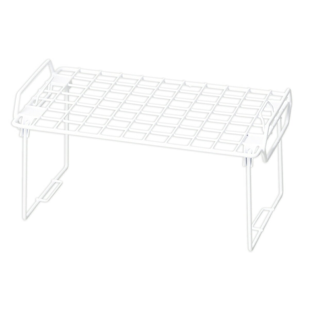 キッチン収納棚 キッチンスマイル 積み重ね棚 30×18×14cm （ キッチンラック キッチン収納 シンク下 ワイヤーラック 収納棚 シンク収納 折りたたみ コンロ周り 収納スタンド スタッキング 積み重ね スチール ホワイト 白 ）【39ショップ】