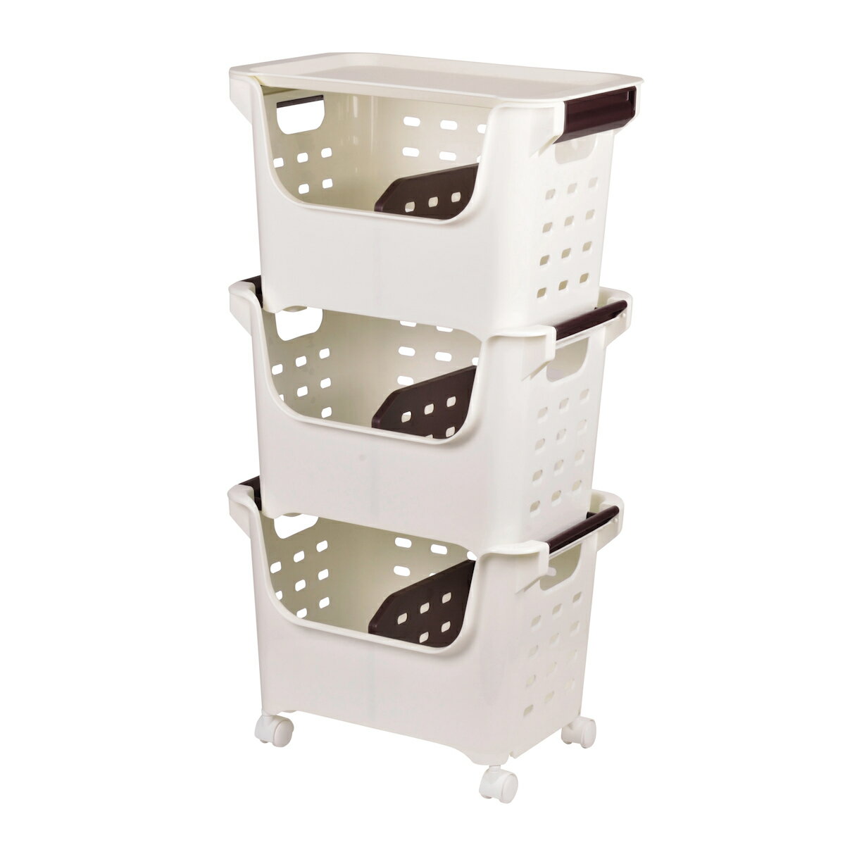 キッチンストッカー やさいストッカー 3個組 蓋付 キャスター付 野菜入れ （ 野菜ストッカー 野菜 収納 保管 キッチン 大容量 仕切り付き 幅38cm 日本製 積み重ね キャスター 常備野菜 根菜 食品 レトルト 水 ストック 常温保存 ）【39ショップ】