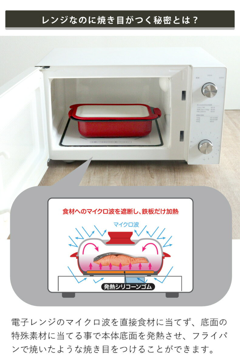 レンジパン スピードクック 角深型 電子レンジ調理器 （ 電子レンジ 調理器 魚焼き器 角型 焼き魚 電子レンジ専用調理器 電子レンジ魚焼き器 調理 魚 肉 焼く 蒸す 煮る 温め直し レシピ付き ）【39ショップ】 interior-palette-10190865 インテリアパレット サンプル画像3