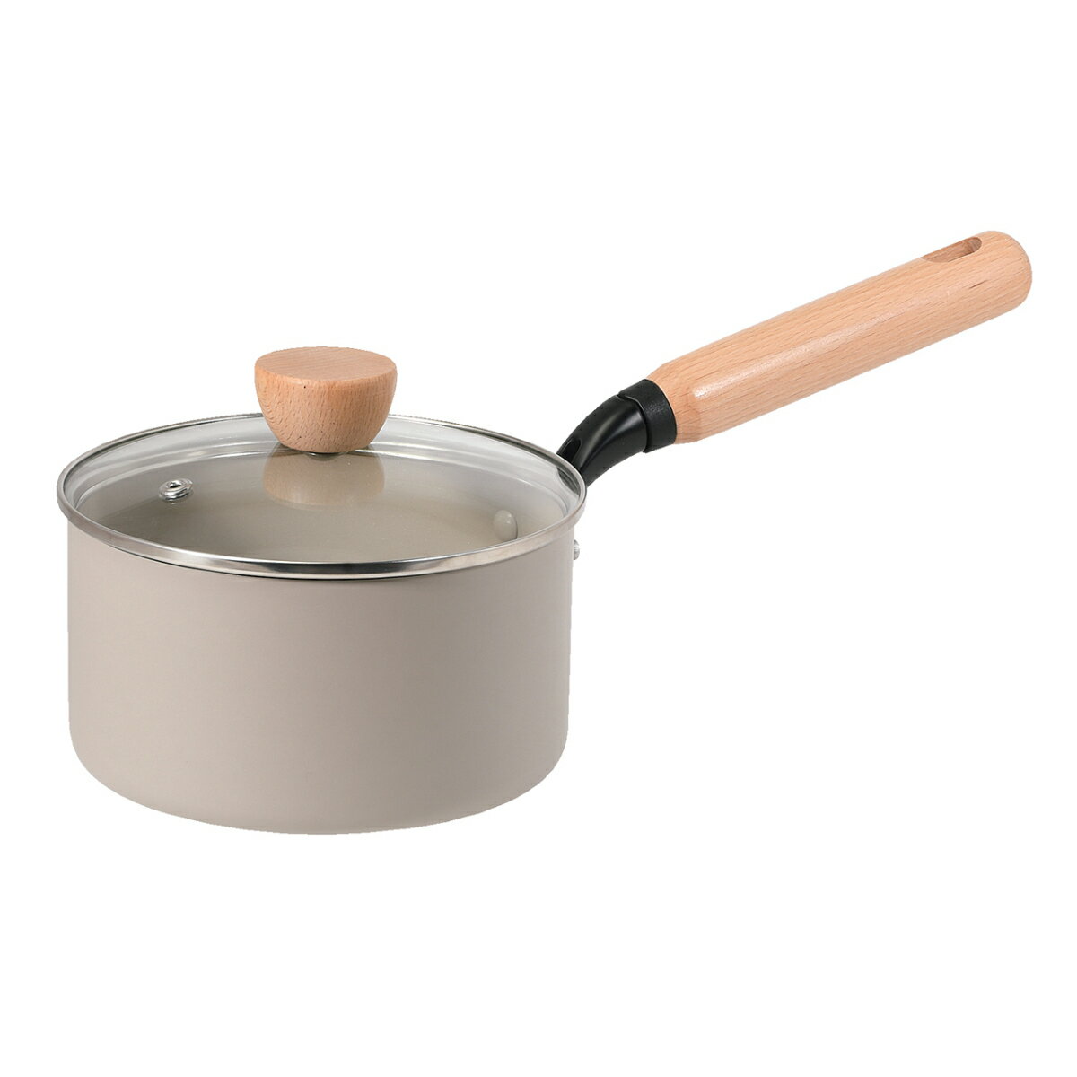 片手鍋 16cm 深型 IH対応 ガラス蓋付き スプル （ ガス火対応 オール熱源対応 ソースパン なべ 軽量 アルミ フッ素加工 こびりつきにくい ガラスふた付 小さめ コンパクト ミルクパン 木製ハンドル 軽い おしゃれ かわいい ）【39ショップ】