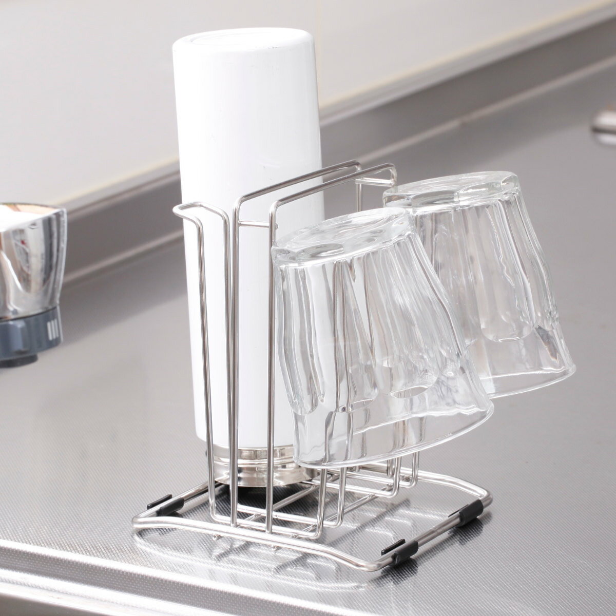 グラス立て アットアクア ステンレス製 グラススタンド （ ステンレス グラスラック グラスホルダー ...
