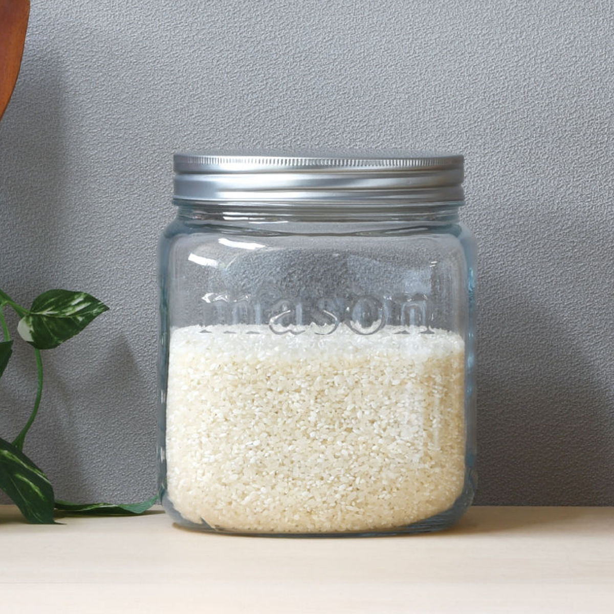 米びつ ガラス製 ライスストッカー 2kg用 （ キャニスター ガラス保存容器 ガラスクッキージャー ガラスジャー ガラス保存瓶 ガラス容器 保存瓶 保存ビン 保存びん こめびつ 保存容器 コンパクト ）【39ショップ】