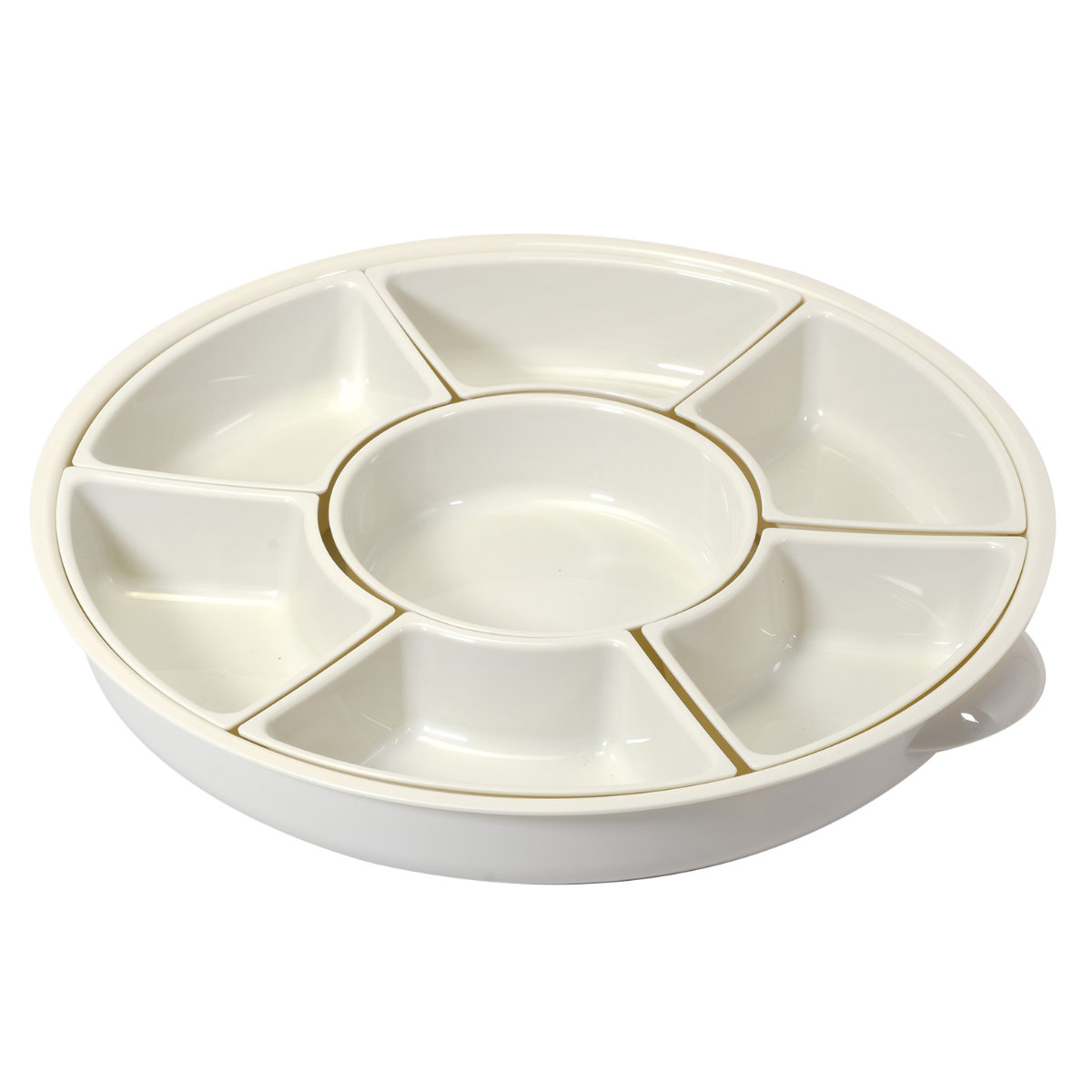 オードブル皿 キッチンメイト 回転オードブルトレー （ 36cm 仕切り皿 プラスチック オードブル 容器 盛皿 大皿 パーティー トレー 日本製 盛り合わせ ちらし寿司 巻き寿司 ）【39ショップ】