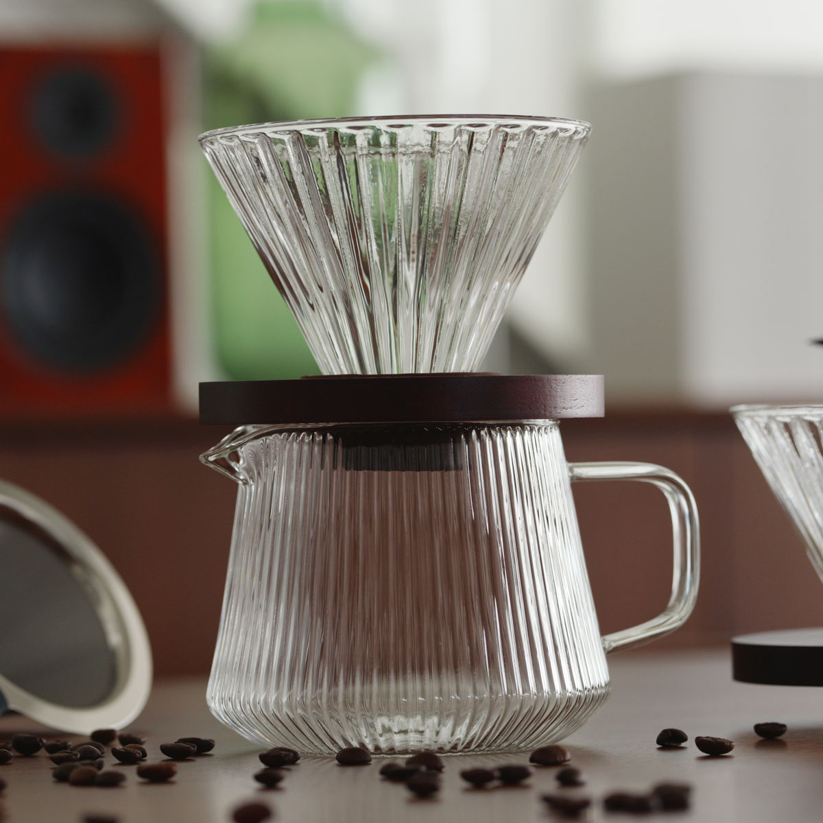 ポット PYREX フィルターカップ＆ポット 500ml セット （ 耐熱ガラス製 ドリッパー サーバー コーヒー ハンドドリップ おしゃれ シンプル 木目 北欧 ）【39ショップ】