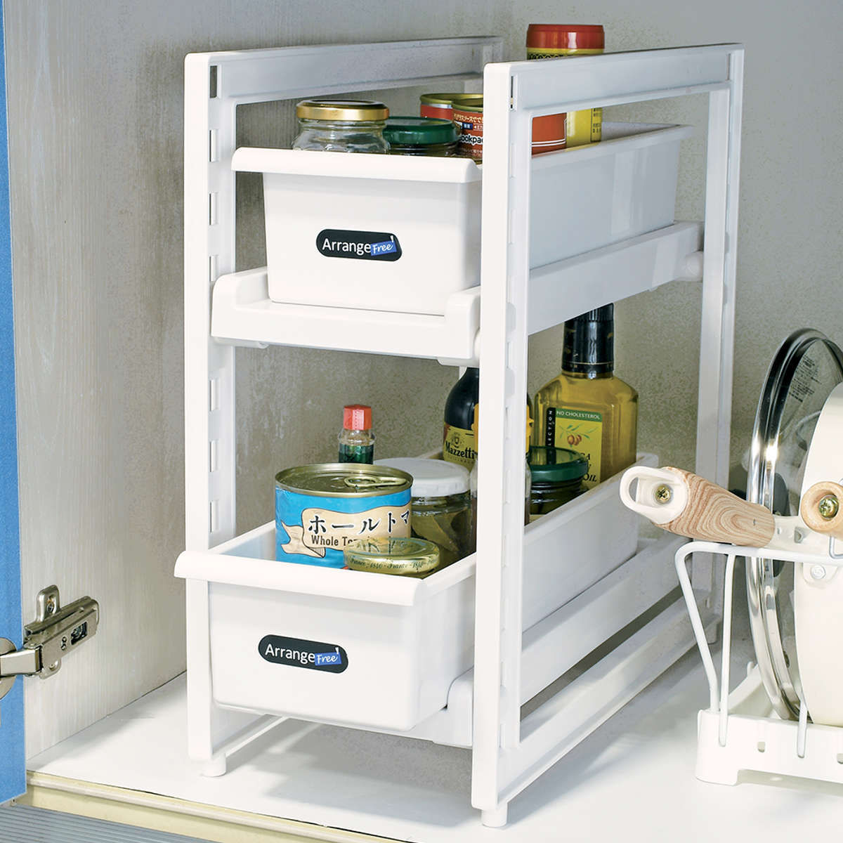 シンク下収納 アレンジフリー シンク下 スライドストッカー 2段 浅型 深型 スリム 伸縮 （ 収納ストッカー シンク下ラック キッチン収納 ラック 日本製 シンク下ストッカー 洗面台下ラック コンロ下 シンク収納 収納ラック 棚 ）【39ショップ】