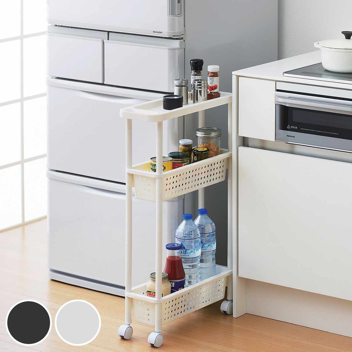 キッチンワゴン スペーシア ワゴン 幅16.5cm 21.5cm 32.5cm 3段 4段 （ スマートスリムワゴン スリムワゴン ワイドワゴン キャスター付き 隙間収納 キッチン すきま収納 キッチンストッカー スリムストッカー プラスチック 日本製 ）【39ショップ】