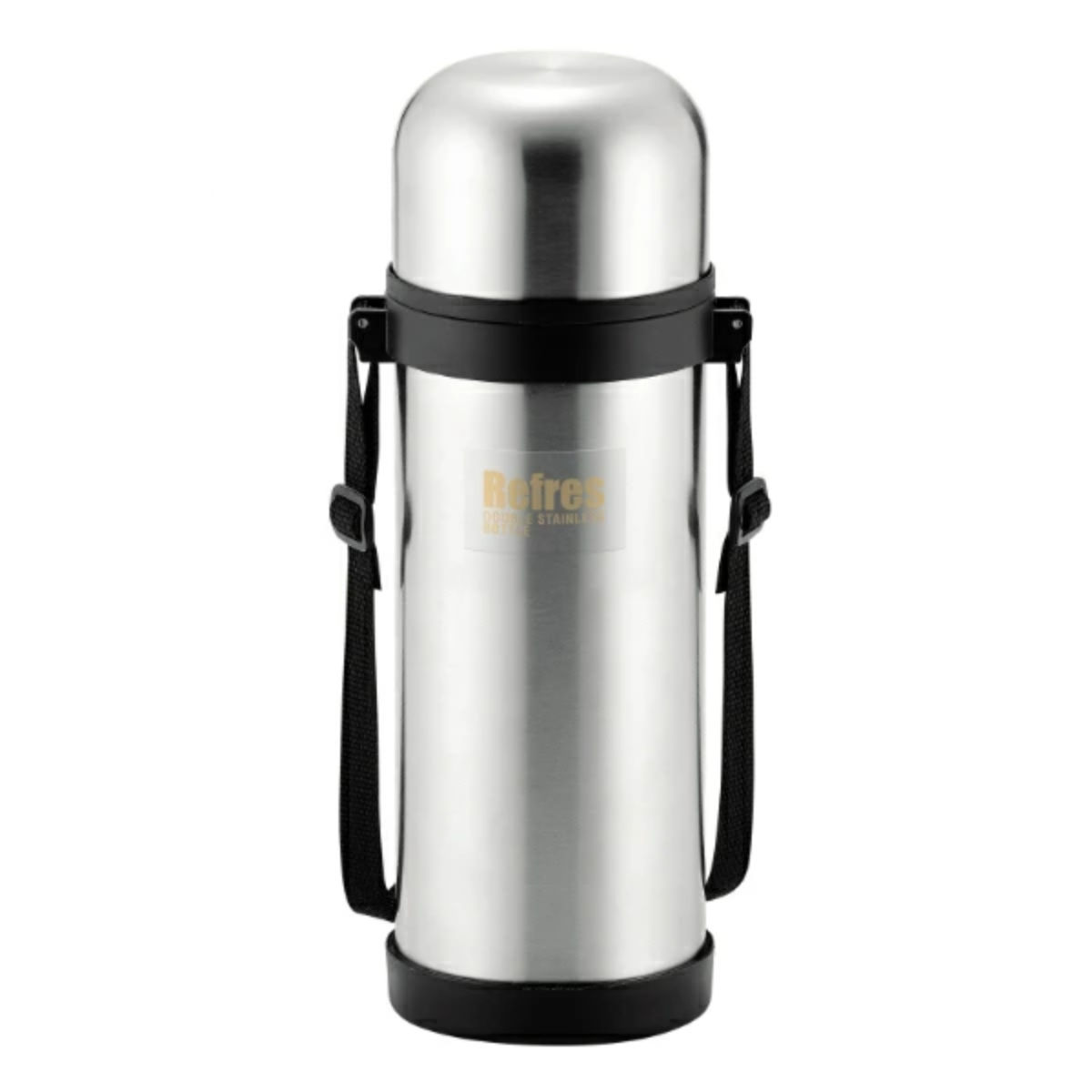 Rakuten - 水筒 コップ付 ステンレス リフレス ダブルステンレスボトル 1L 1000ml （ 保温 保冷 コップ ボトル シンプル ショルダーベルト付き 肩紐 肩ひも付き 広口 1000 水 お茶 ジム アウトドア スポーツ 部活 メンズ レディース グレー ）【39ショップ】