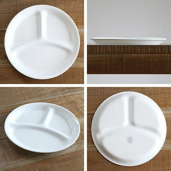 ランチプレート 22cm コレール CORELLE 皿 食器 バイオレットミスト （ 仕切り皿 白 食洗機対応 電子レンジ対応 お皿 ランチ皿 オーブン対応 耐熱 白い食器 ワンプレート 丸皿 仕切り 花柄 紫 洋食器 ）【39ショップ】