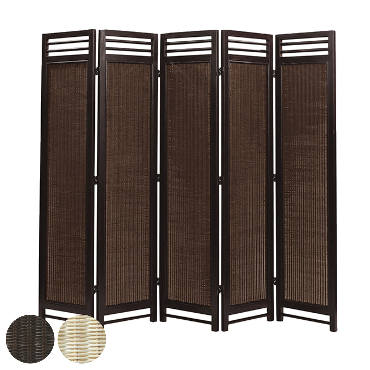 スクリーン 5連 衝立 アジアン家具 籐編み幕部 高さ160cm ナチュラル （ ついたて 間仕切り パーテーション ラタン 籐 パーティション 間仕切 アジアン アジアンテイスト ）【39ショップ】