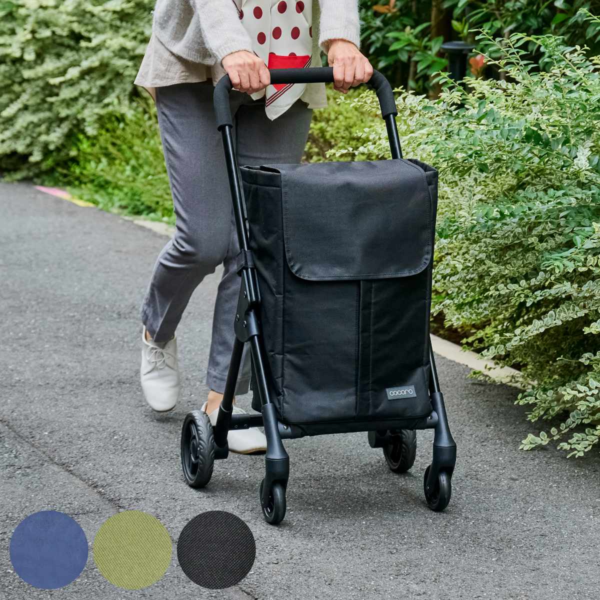 ショッピングカート cocoro ココロ オープンフロント 前押し 4輪カート （ キャリー カート 4輪 買い物 保温 バッグ ショッピング 軽量 無地 保冷 スチール 折りたたみ コンパクト 軽い 歩行補助 プレゼント ）【39ショップ】