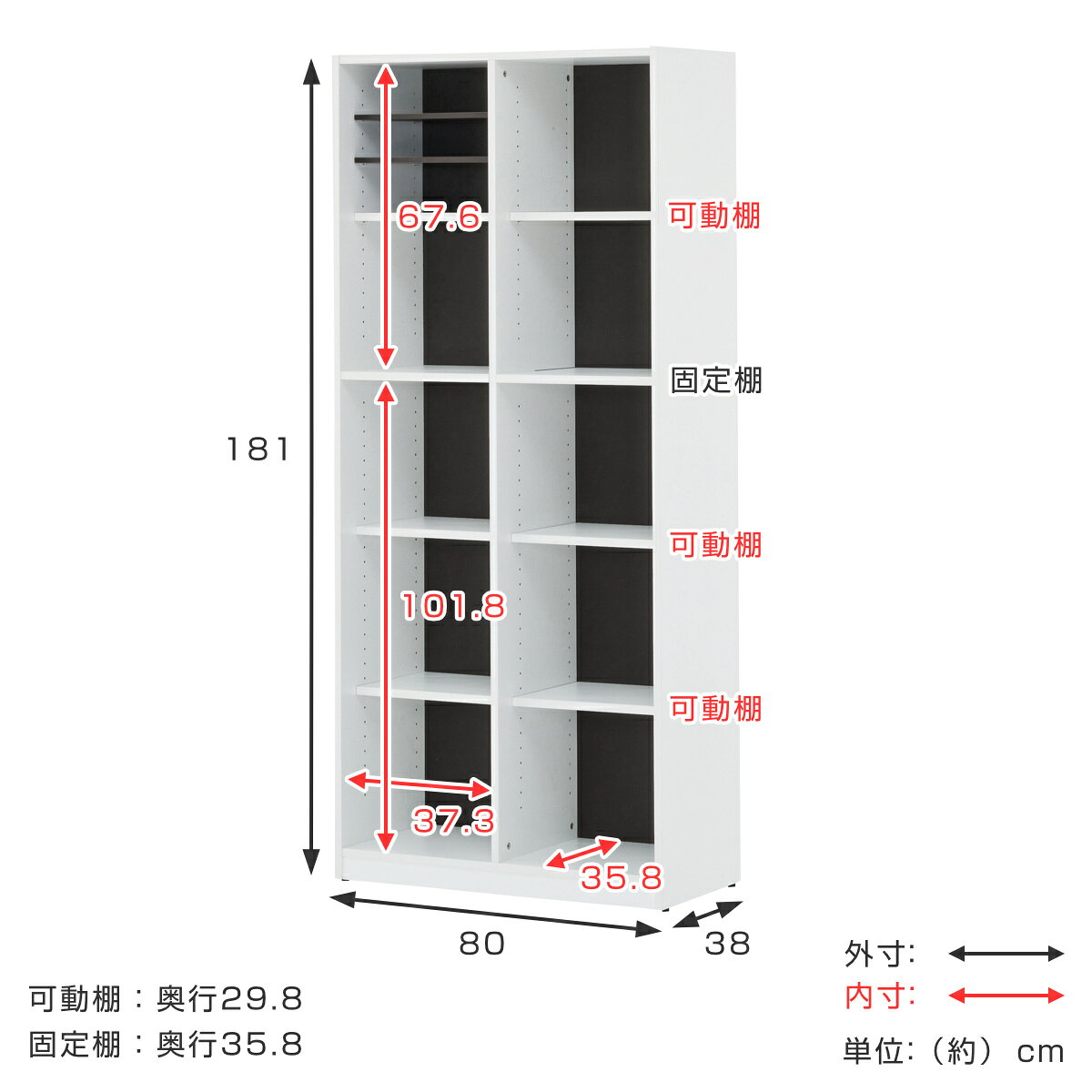 シェルフ 2列5段 ファイルラック 木製 プリーマ3 幅80cm ( 法人限定 送料無料 書棚 ラック 棚 書庫 収納家具 ファイル棚 カルテラック A4対応 グレー 背面化粧 アジャスター 収納 オフィス家具 ) 【39ショップ】 [2]