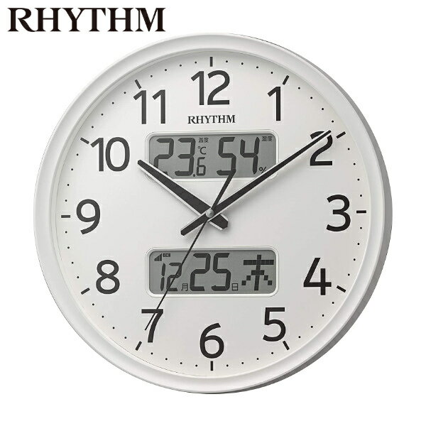 掛け時計 電波時計 温湿度計 カレンダー付き フィットウェーブ