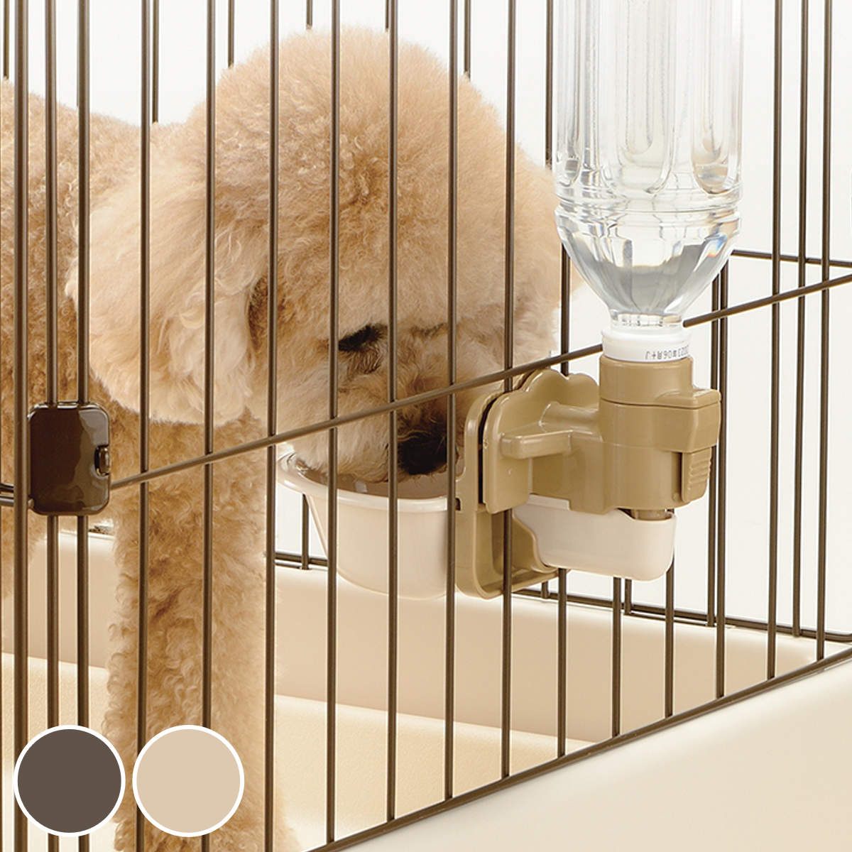 Rakuten - 給水器 犬用 ドッグ ウォーターディッシュ S M ボトル付 （ 給水 水飲み ペットボトル対応 自動給水 リッチェル 目盛付きボトル 犬 ペット用 お皿型 サークル ゲージ 取り外し可能 ペット用品 ）【39ショップ】