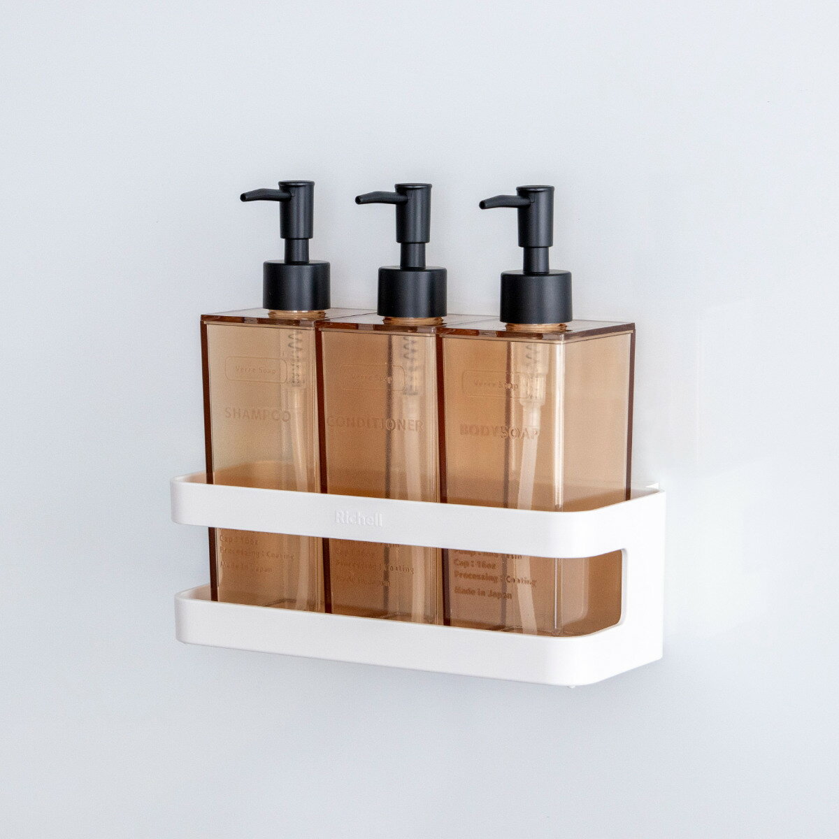 バス収納 トレー レギュラー シールフックタイプ ディスペンサートレー ホバー （ ボトルトレー バスラック シールフック ディスペンサー ラック 収納 シャンプーラック シャンプーボトル スタンド 壁面 壁付け お風呂 ）【39ショップ】