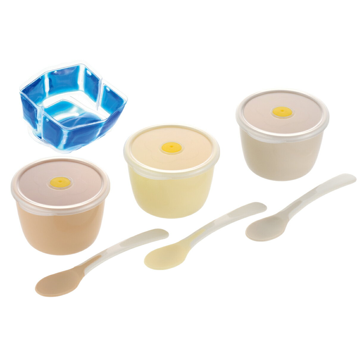 離乳食 保存容器 トライ スタートカップセット 保冷剤 スプーン付 （ ベビー食器 電子レンジ 食洗 ...