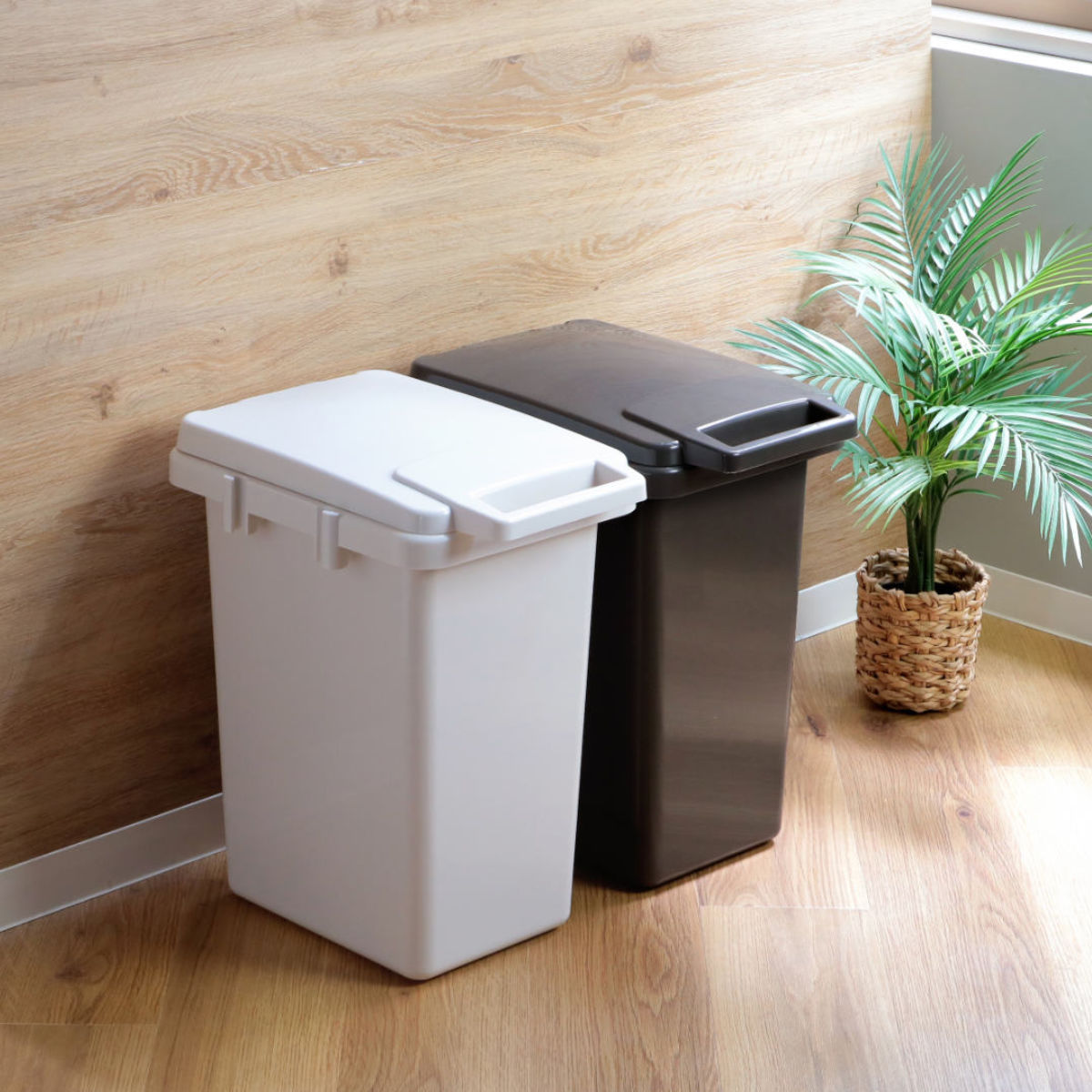 ゴミ箱 33L 連結 屋内外兼用 片手で開く連結ダストボックス HOME HOME （ ごみ箱 33リットル 屋外 屋内 兼用 ふた付き 分別 シンプル 大容量 連結ダストボックス 袋止め付き 角型 外用 屋外用 無地 ベーシック ）【39ショップ】