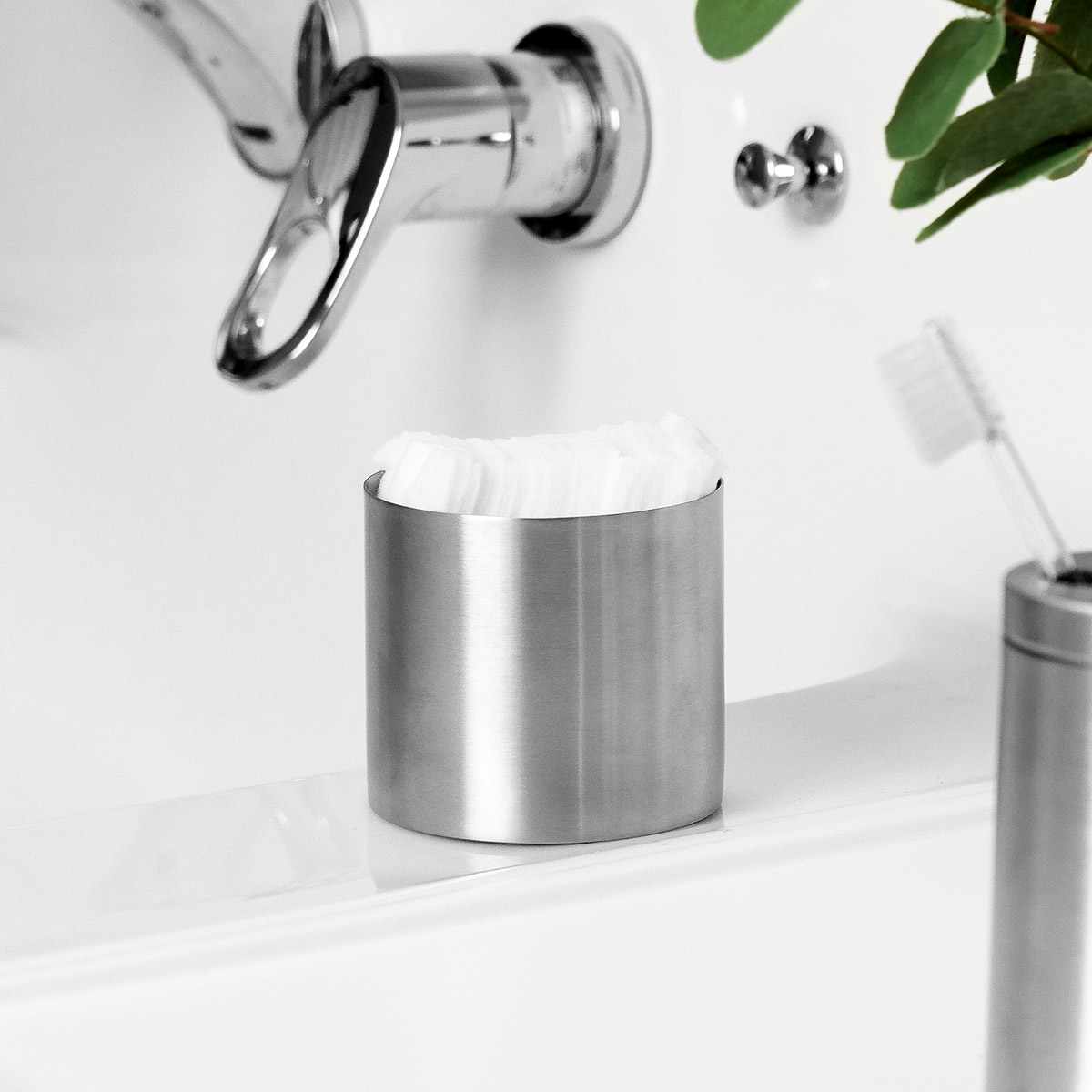 小物入れ SALUS 洗面所 マトリス ラウンドボックス Mサイズ ( セイラス ステンレス 収納 小物 ふた付 ラウンド 丸 容器 保管 コットン 綿棒 コス...