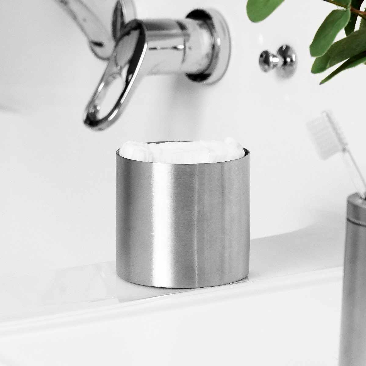 小物入れ SALUS 洗面所 マトリス ラウンドボックス Lサイズ ( セイラス ステンレス 収納 小物 ふた付 ラウンド 丸 容器 保管 コットン 綿棒 コス...