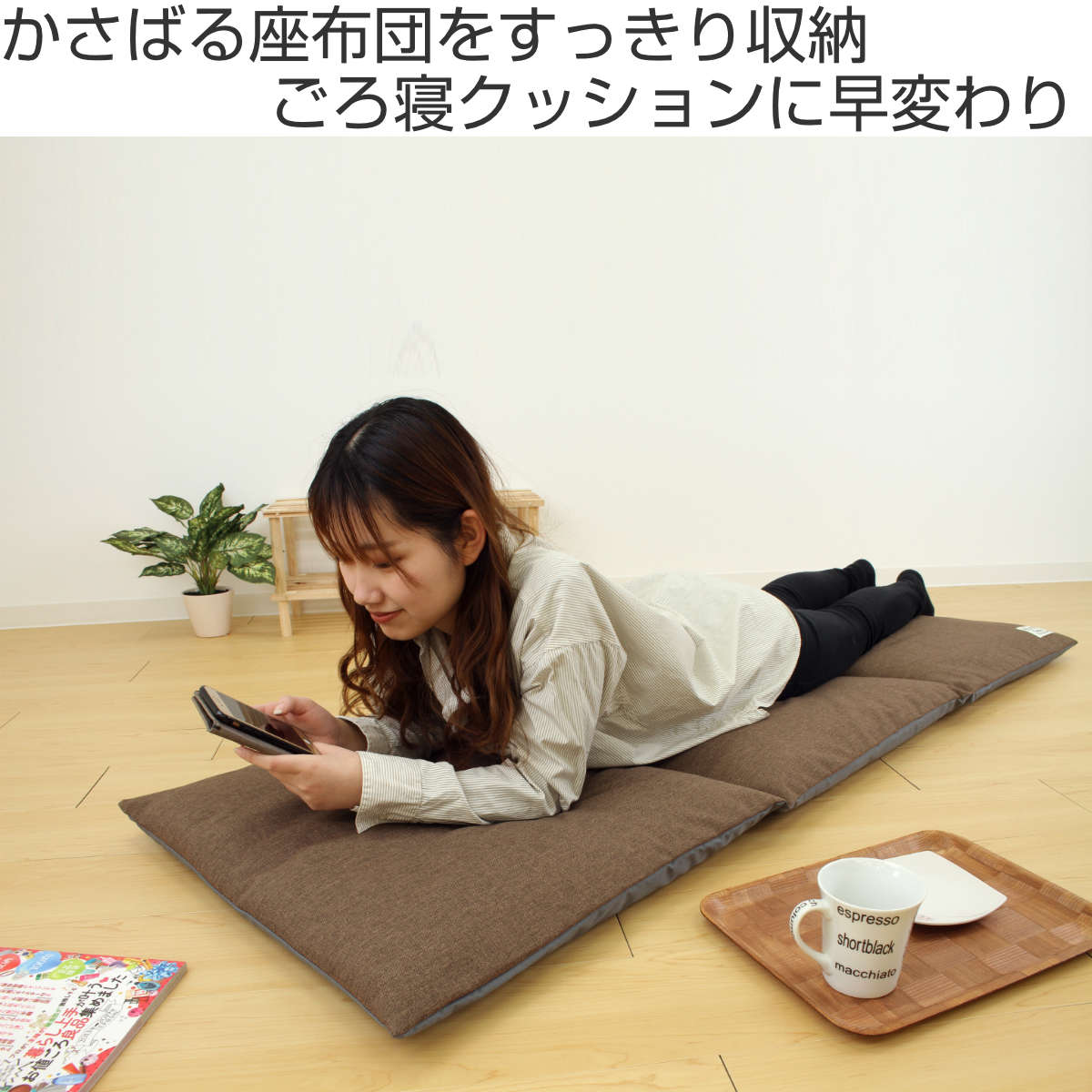 収納袋 座布団がごろ寝クッションになるざぶとん収納袋 座布団 収納 クッション （...