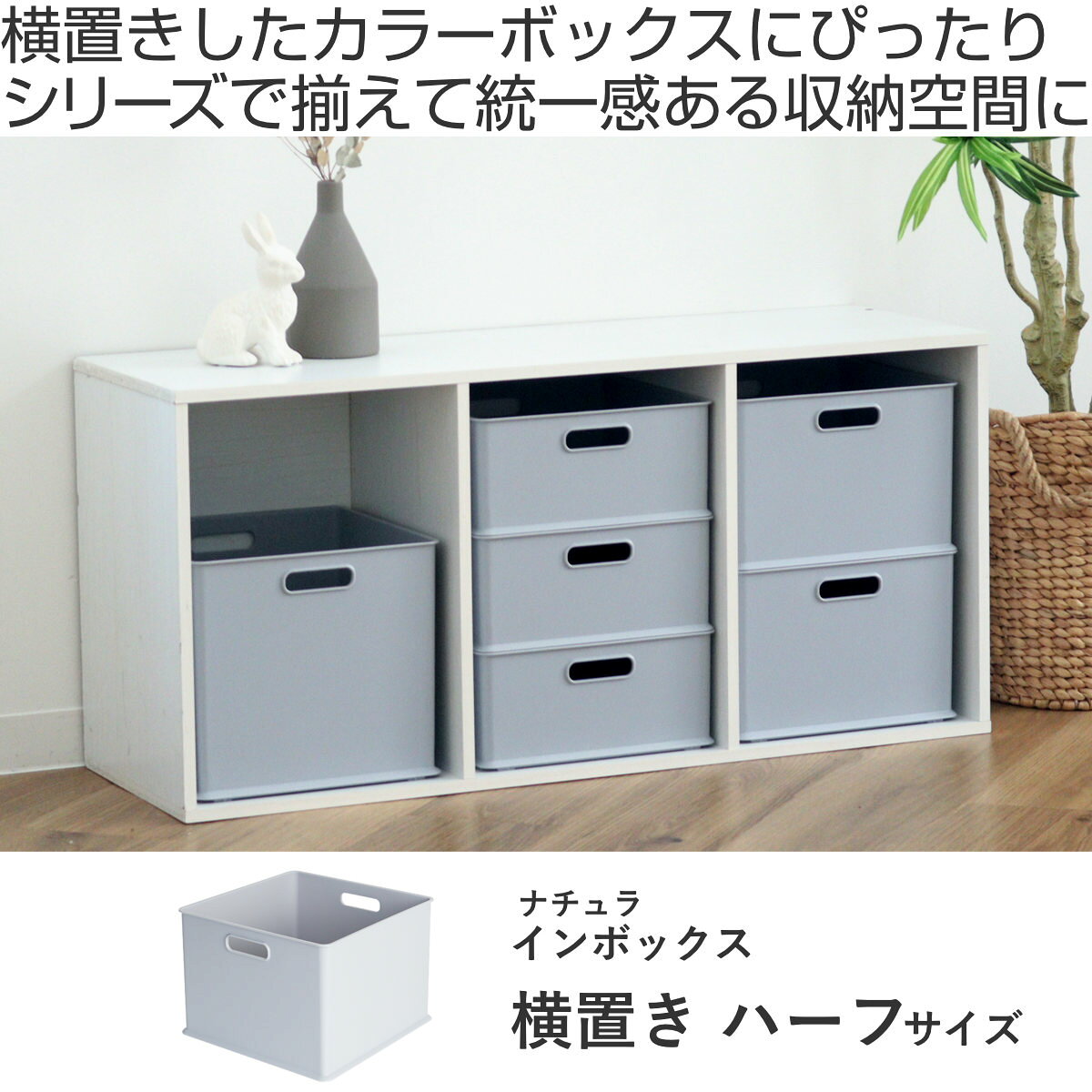 カラーボックス 横置き インナーボックス 収納 ハーフ ナチュラ インボックス プラ...